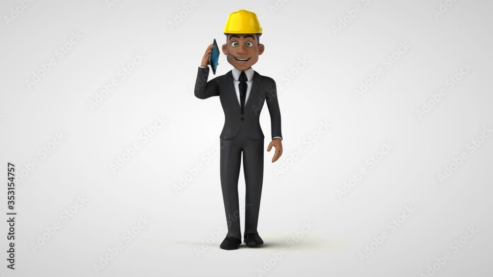 Fun 3D cartoon architect walking Fun 3D cartoon architect walking