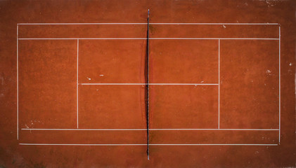 Tennis Clay Court. View from the bird's flight.