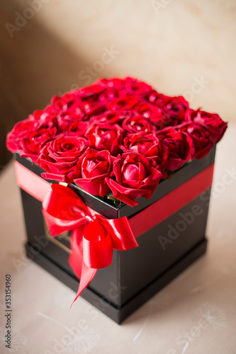 A box full of red roses