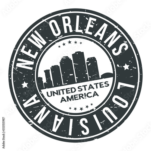 New Orleans Louisiana USA Stamp Logo Icon Symbol Design Skyline City