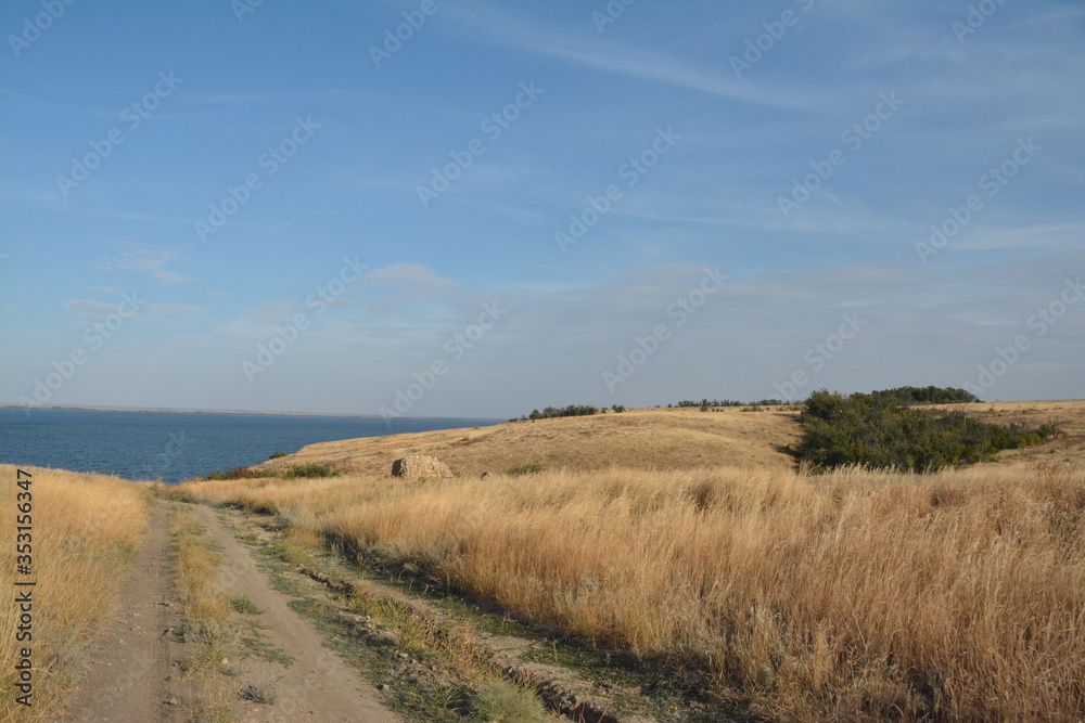 Steppe landscape Volgograd region.