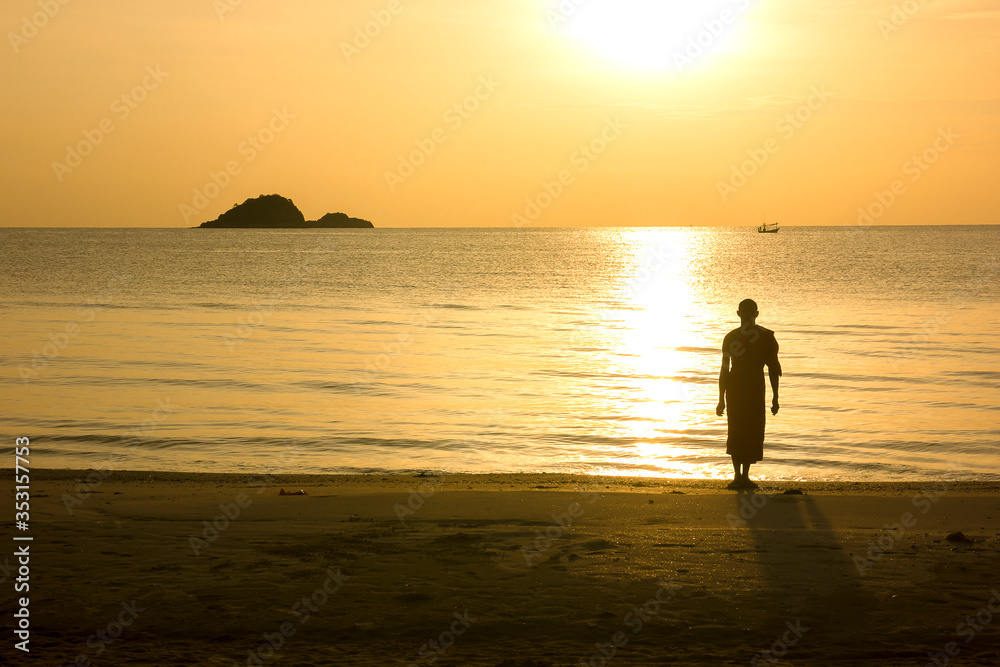 The beautiful scenery of the beach in Khao Tao, Thailand sunrise light.