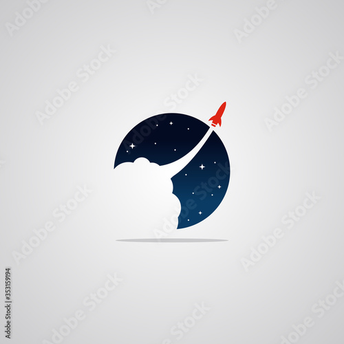Illustration vector graphic of Rocket in the Night Sky. Perfect to use for Technology Company