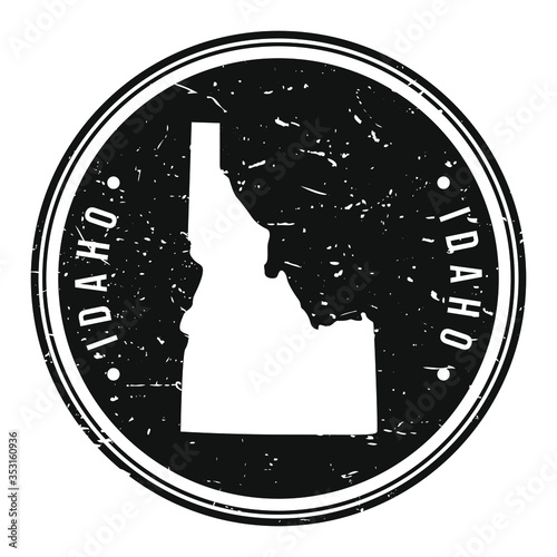 Idaho USA Map Symbol Round Design Stamp Travel and Business