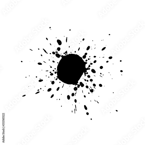 Grunge splatter. Paint splash. Liquid stain. Highly detailed grunge texture. Paint stain. Ink spot. Drop. Abstract frame. Grunge background.