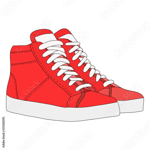 red sports shoes. vector illustration