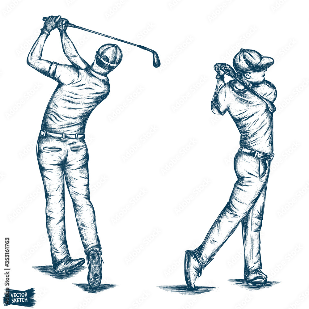 Vector Hand Drawing Of Golf Ball On Tee Stock Illustration - Download Image  Now - Golf Ball, Golf, Sketch - iStock