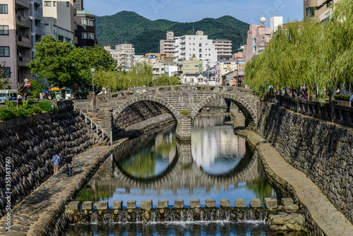 The Megane or Spectacles Bridge over the Nakashima River, Nagasaki, Japan photo