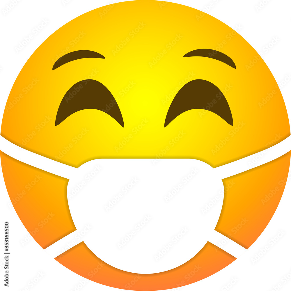 Emoji with Medical Mask. Smiley Face With Medical Mask Emoji Vector