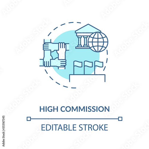 High commission concept icon. Diplomatic mission idea thin line illustration. International partnership. Foreign countries relations. Vector isolated outline RGB color drawing. Editable stroke