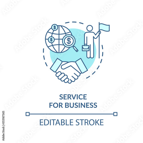 Service for business concept icon. International partnership idea thin line illustration. Company globalization. Businessmen agreement. Vector isolated outline RGB color drawing. Editable stroke