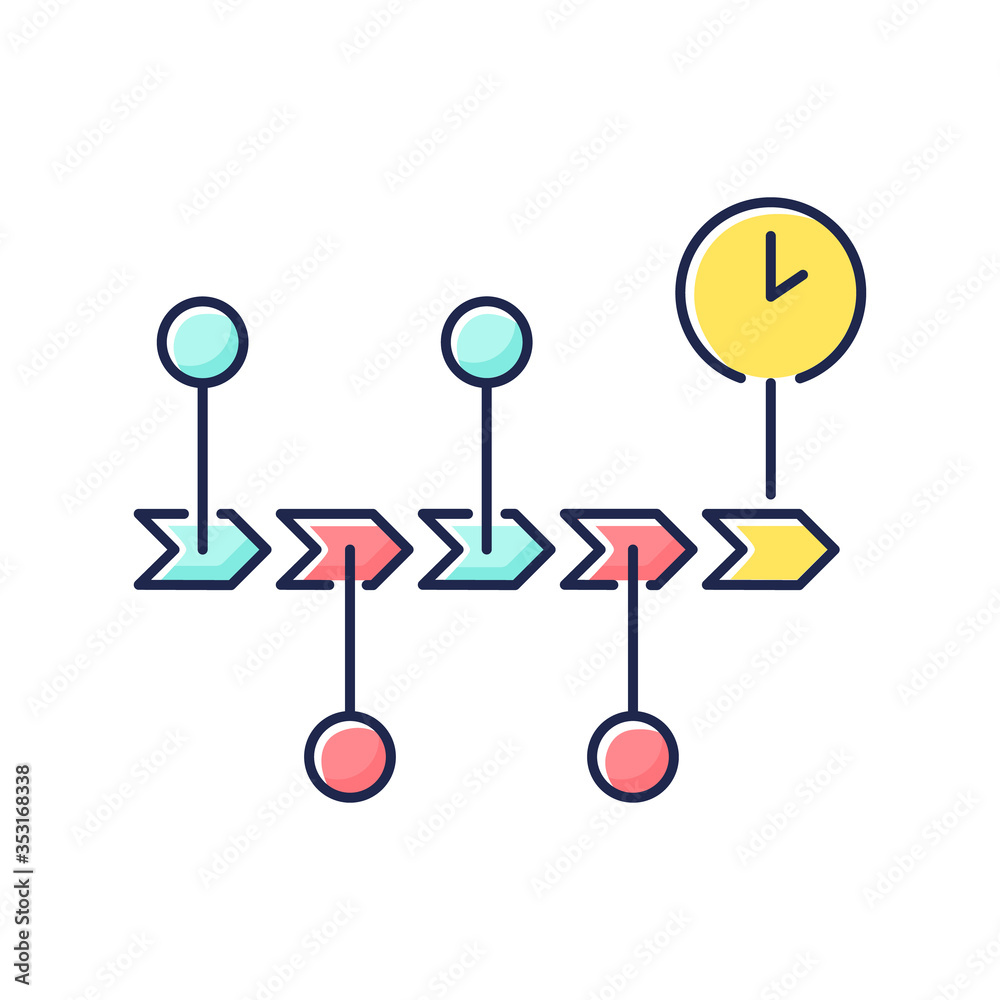 Chronology RGB color icon. Scientific field of study, history research