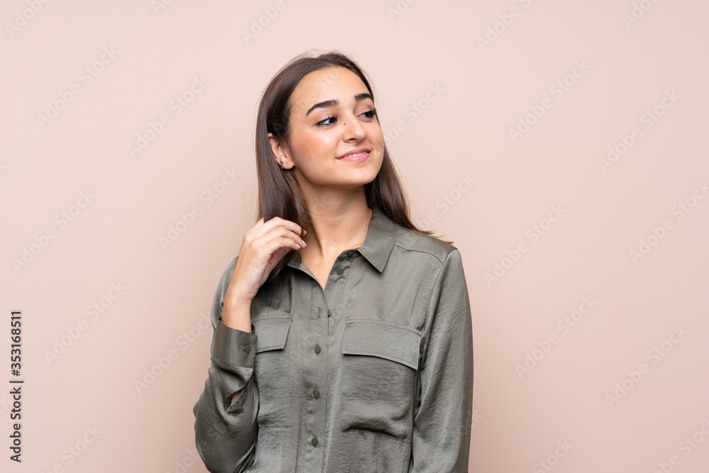 Young girl over isolated background thinking an idea Young girl over isolated background thinking an idea