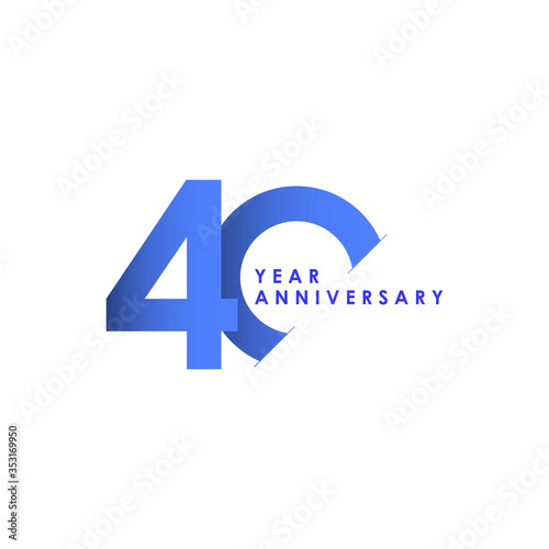 40 Years Anniversary Celebration Blue Gradient Vector Template Design Illustration
