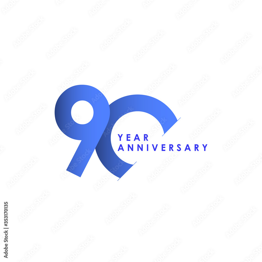 90 Years Anniversary Celebration Blue Gradient Vector Template Design Illustration 90 Years Anniversary Celebration Blue Gradient Vector Template Design Illustration