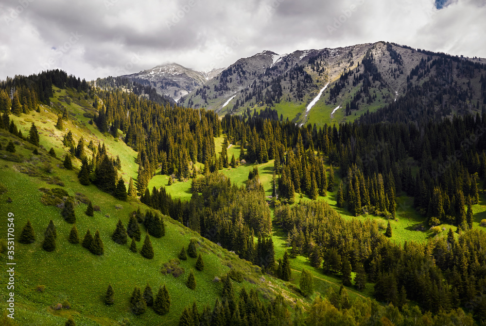 Landscape of the beautiful mountain valley