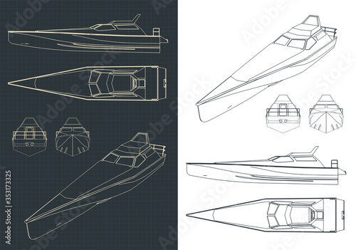 High speed boat drawings