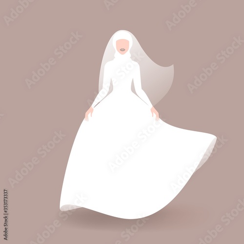 Muslim bride in wedding dress and veil