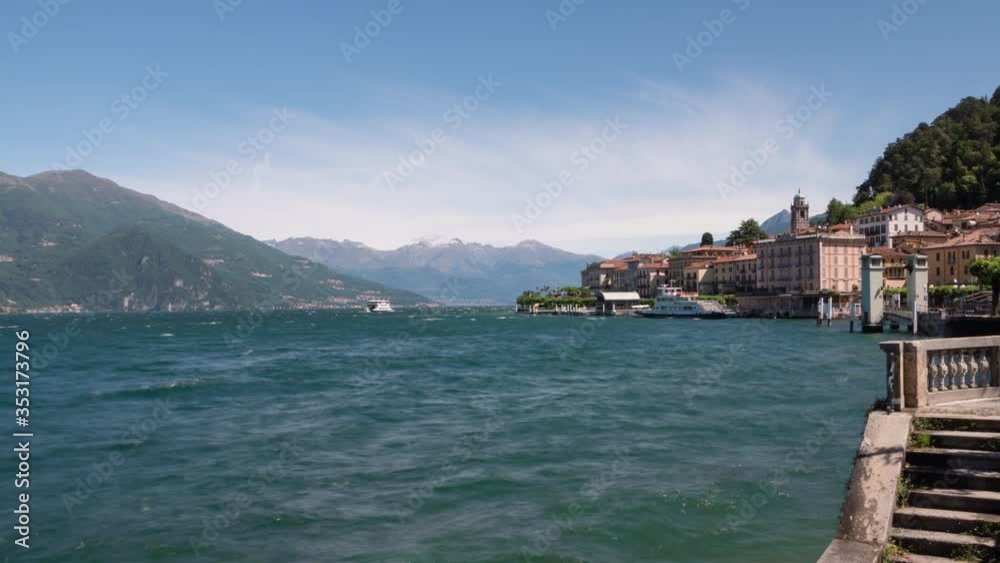 Time lapse of a boat that transports tourists from Bellagio to Varenna on lake Como.4k Time lapse of a boat that transports tourists from Bellagio to Varenna on lake Como.4k