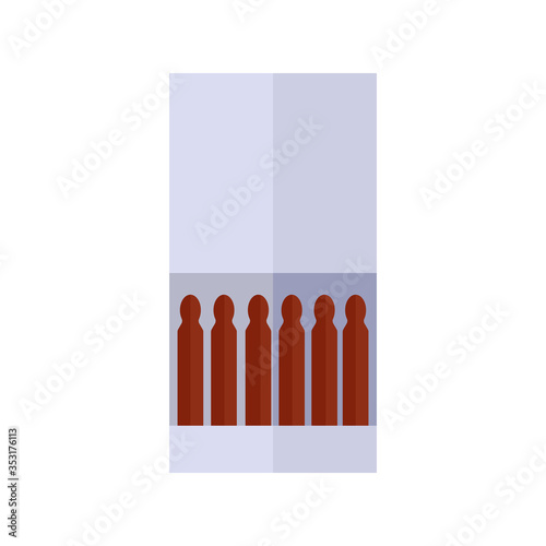 Open matchbook isolated on white background. Matchbox in flat design.