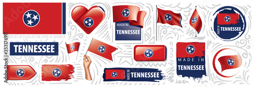 Vector set of flags of the American state of Tennessee in different designs
