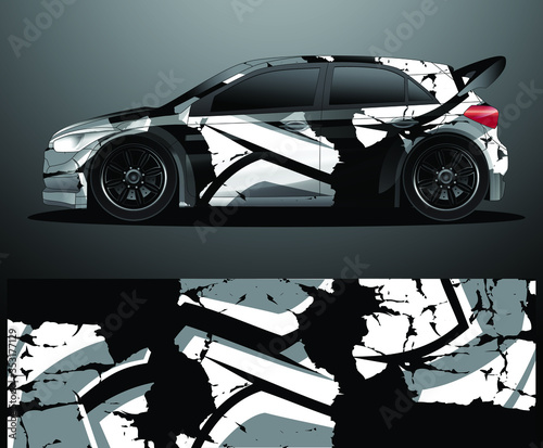 Rally car decal graphic wrap vector, abstract background