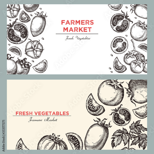Templates with vegetables for label design