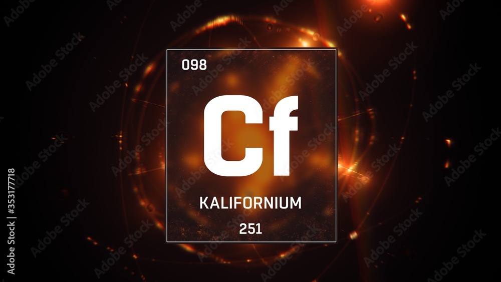 3D illustration of Californium as Element 98 of the Periodic Table ...