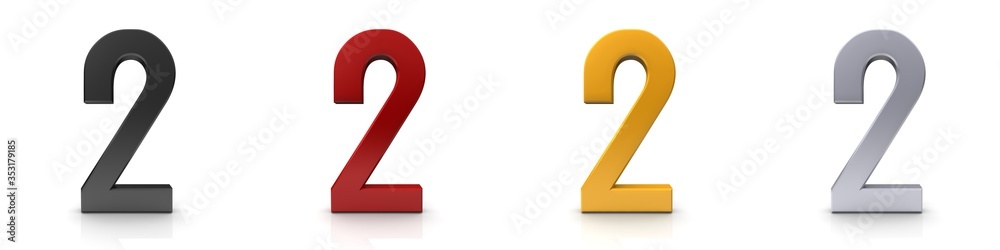 2 two numbers 3d numerals black red gold silver sign 2 two numbers 3d numerals black red gold silver sign