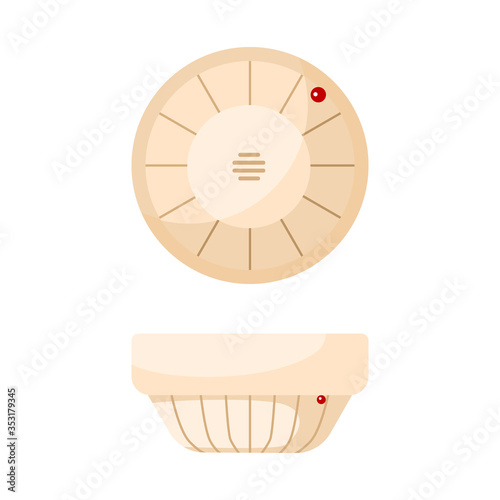 Fire detecting sensor icon isolated on white background. Smoke sensor in flat style