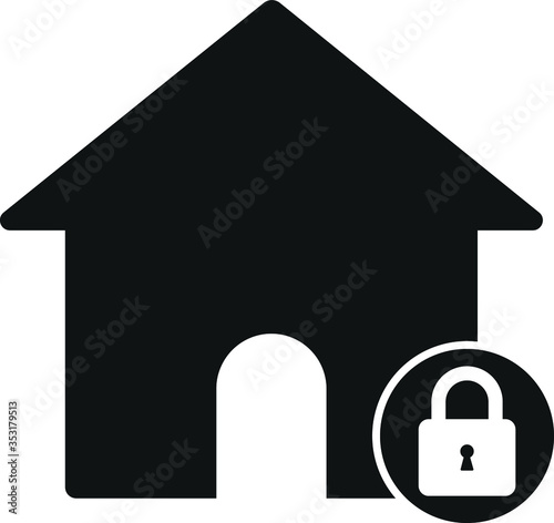 lock down icon. home lock icon, stay at home icon vector