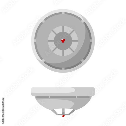 Fire prevention smoke detector sensor icon isolated on white background. Gas sensor in flat style. Home fire safety.