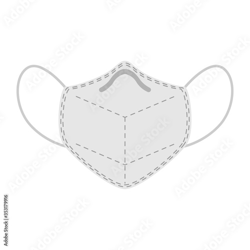 Protect reusable face mask in flat style. Gray respiratory mask isolated on white background.