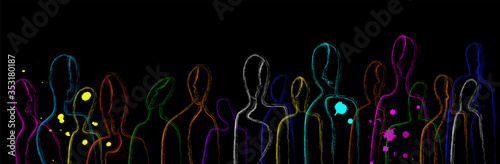 connect the people concept, crowd of vivid colored people, crowd creative contemporary idea, (ID: 353180187)