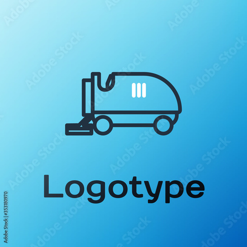 Line Ice resurfacer icon isolated on blue background. Ice resurfacing machine on rink. Cleaner for ice rink and stadium. Colorful outline concept. Vector Illustration.