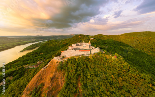 Εκτύπωση καμβά Amazing aerial landscapes about the Visegrad Castle in Hungary