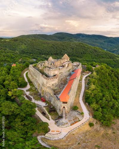 Εκτύπωση καμβά Amazing aerial landscapes about the Visegrad Castle in Hungary