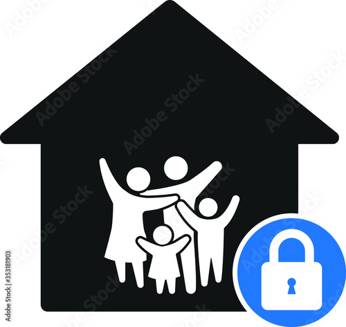 lock down icon. home lock icon, stay at home icon vector