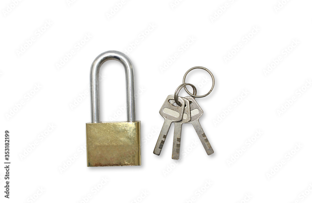 lock and key isolated on white background. lock and key isolated on white background.