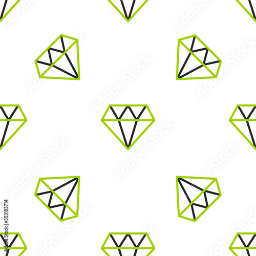 Line Diamond icon isolated seamless pattern on white background. Jewelry symbol. Gem stone. Vector Illustration.