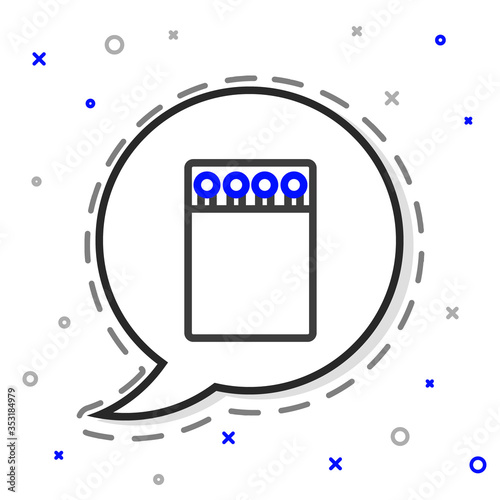 Line Open matchbox and matches icon isolated on white background. Colorful outline concept. Vector Illustration.