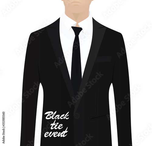 Black tie event card. vector illustration