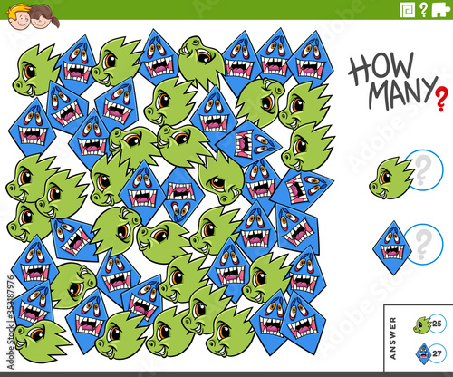 counting monster characters educational task for kids