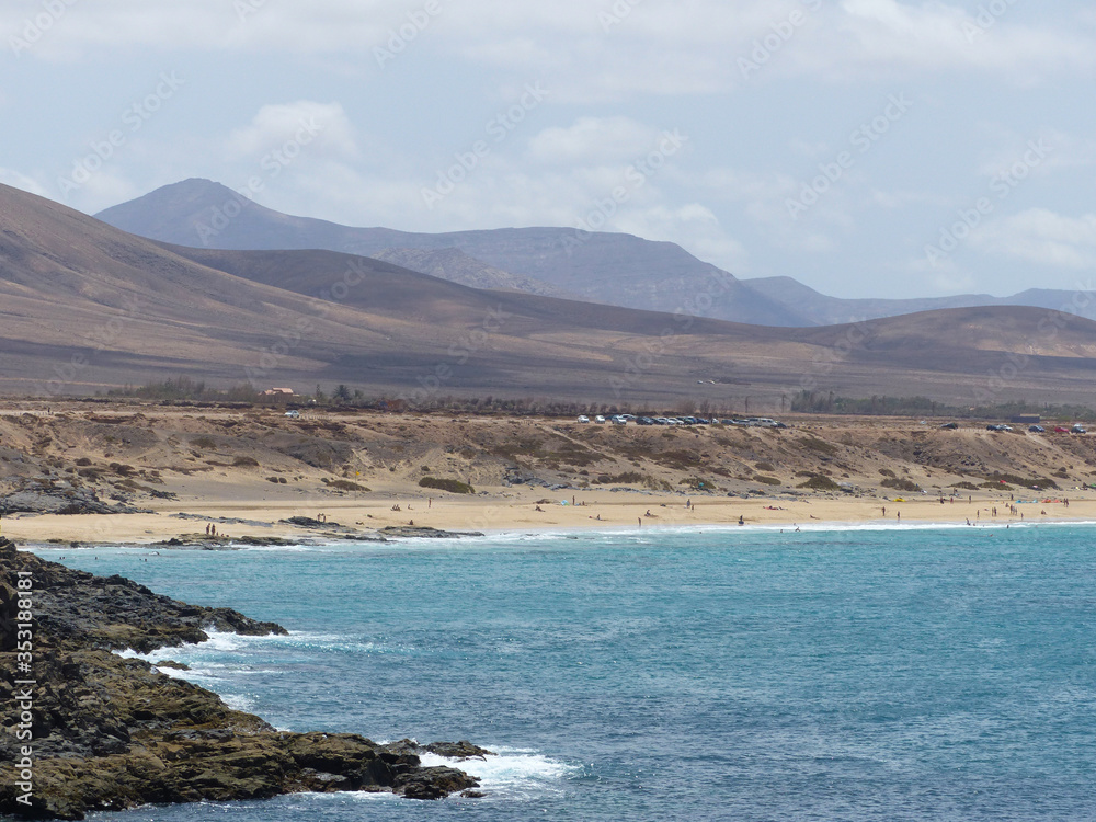 Castillo beach with its turquoise waters. Cotillo, Fuerteventura, Canary Islands. Castillo beach with its turquoise waters. Cotillo, Fuerteventura, Canary Islands.