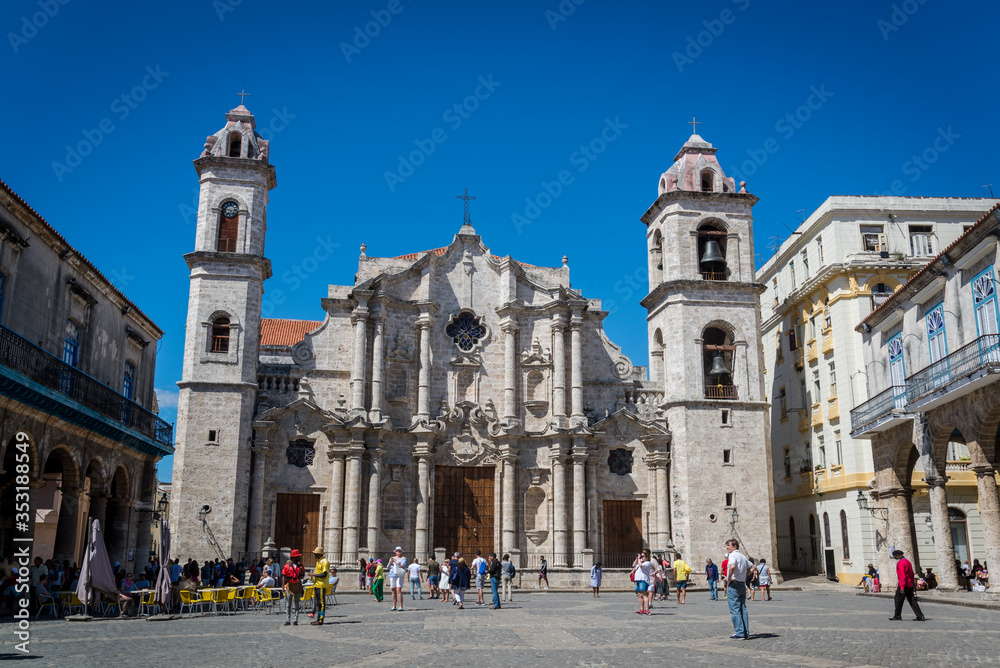 Havana Cathedral, 18th century Baroque church at the Plaza de la Catedral, Old City Centre, Havana Vieja, Havana, Cuba