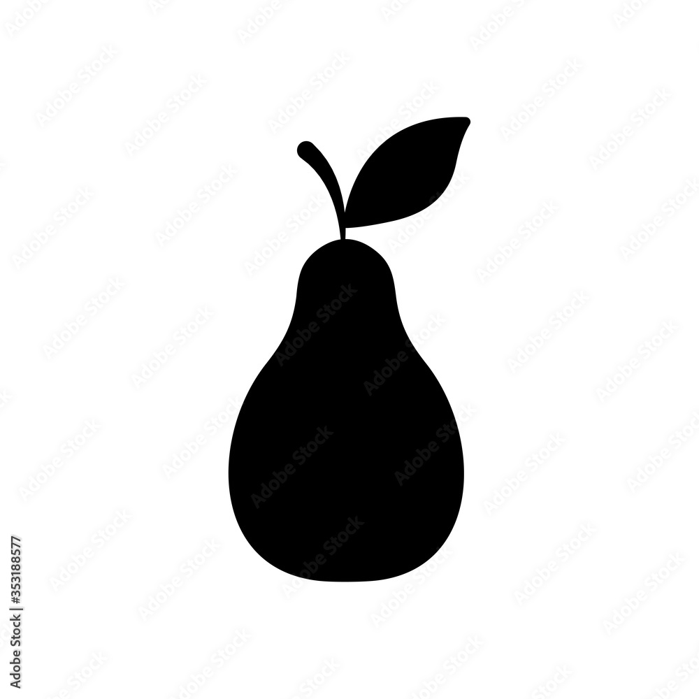pear fruit icon, silhouette style pear fruit icon, silhouette style