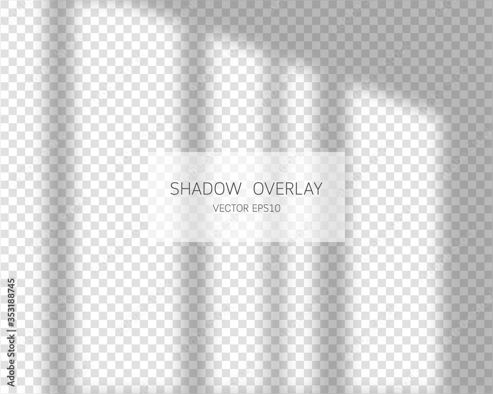 Shadow overlay effect. Natural shadows from window isolated on transparent background. Vector illustration. Shadow overlay effect. Natural shadows from window isolated on transparent background. Vector illustration.