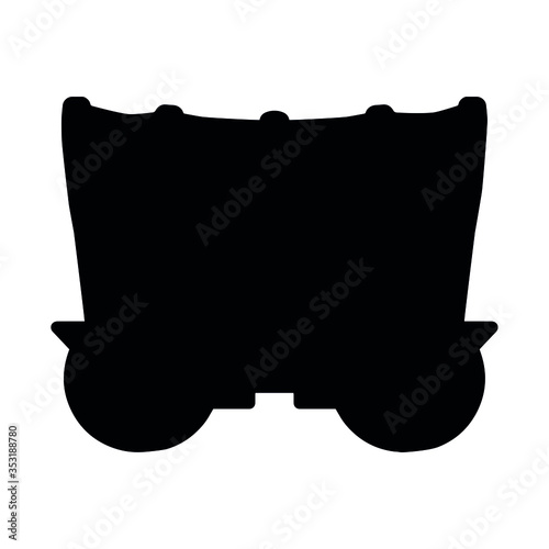 A black and white vector silhouette of a wagon