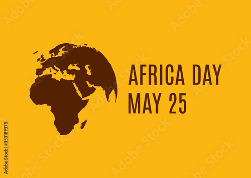 Africa Day with World Planet Earth silhouette vector. Brown silhouette Planet Earth vector. World planet earth icon vector. Earth Globe Africa View. Africa Day Poster, May 25. Important day