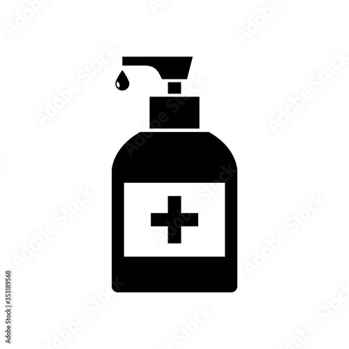 Alcohol hand disinfection soap icon. Coronavirus hand gel disinfect bottle alcohol sanitizer
